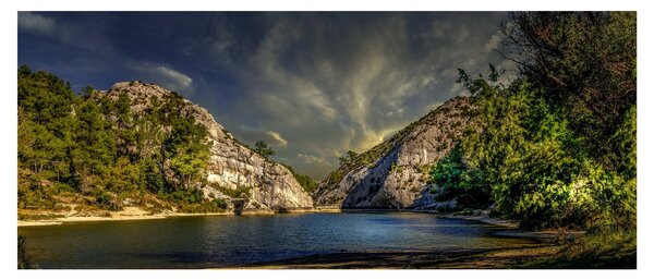Obraz krajiny s jazerom (120x50 cm)