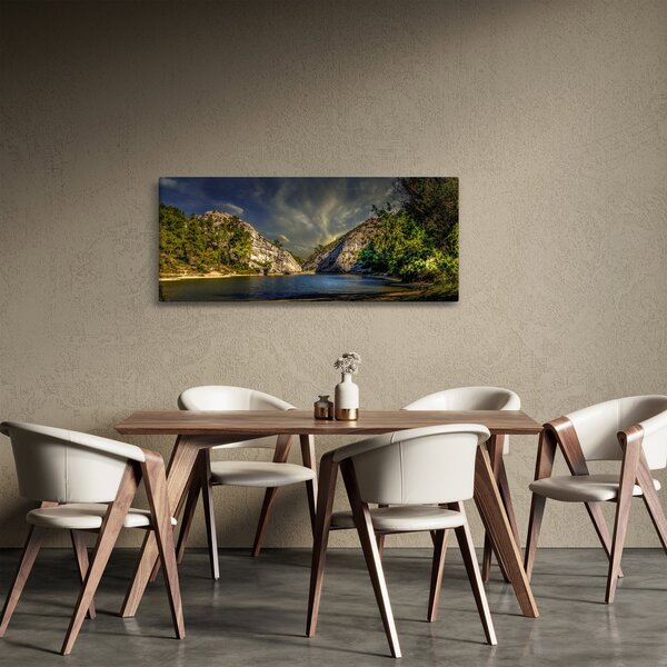 Obraz krajiny s jazerom (120x50 cm)