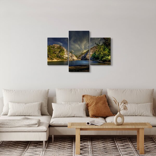 Obraz krajiny s jazerom (90x60 cm)