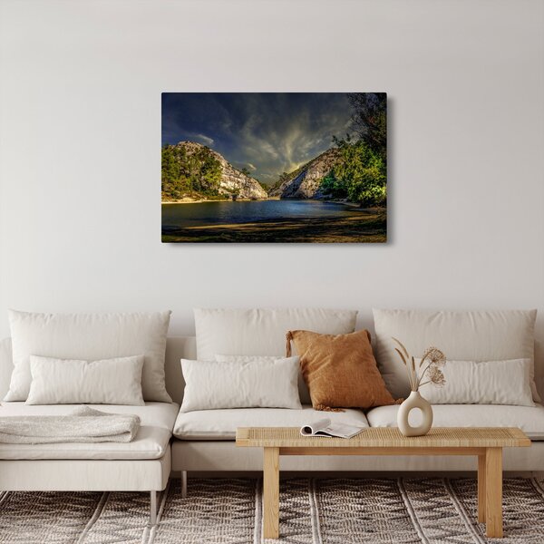 Obraz krajiny s jazerom (90x60 cm)