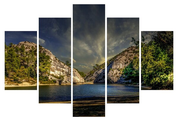Obraz krajiny s jazerom (150x105 cm)