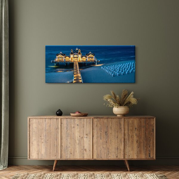 Obraz - hotel na pláži (120x50 cm)
