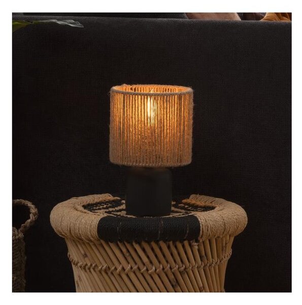 Atmosphera - Stolná lampa KOBY 1xE14/40W/230V konope/čierna