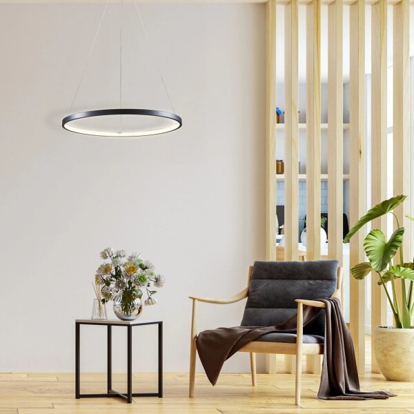 LED Luster na lanku LEA LED/20W/230V 4000K pr. 50 cm čierna