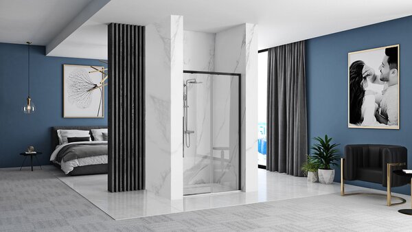 Rea Solar Black, posuvné sprchové dvere 90 x 195 cm, 6mm číre sklo, čierny profil, REA-K6319