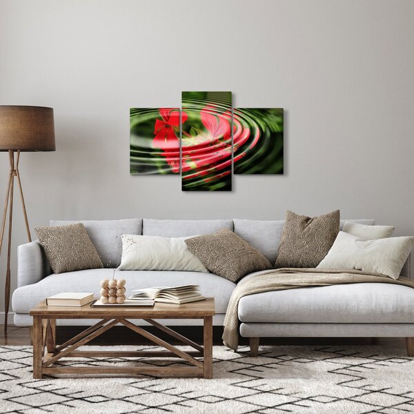 Abstraktný obraz - kvety vo vlnách (90x60 cm)