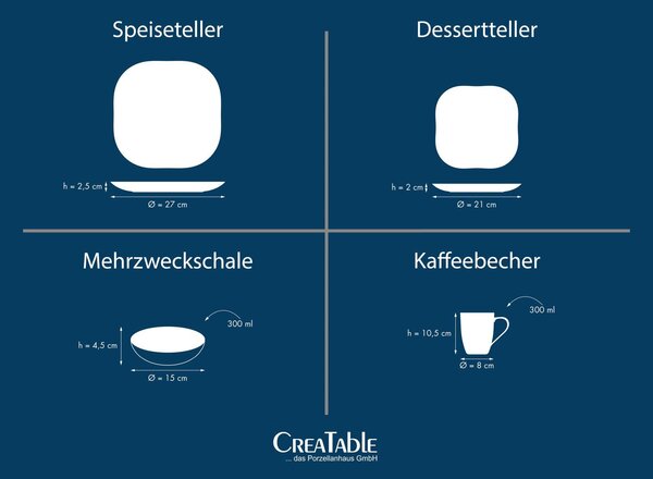 KOMBINOVANÝ SERVIS Magic Black Square 16-dielne Creatable - Online Only bytové doplnky, Online Only