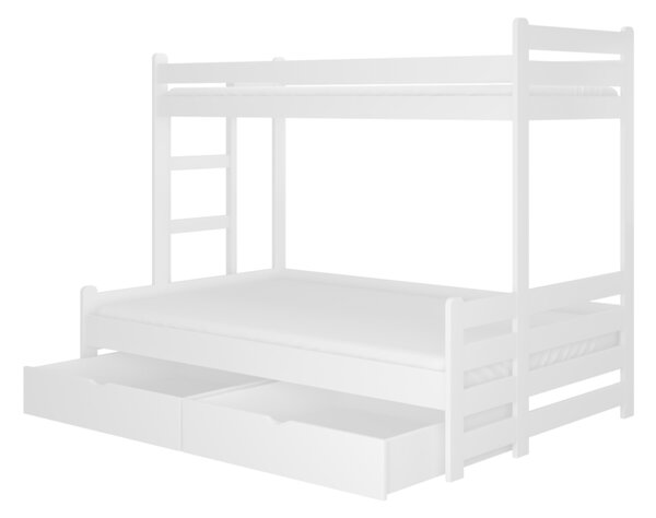 Detská poschodová posteľ RAIMUND + matrac, 90x200, biela