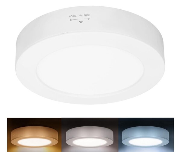 Solight WD240-W - LED panel 2v1 LED/12W/230V 3000/4000/6000K, priemer 17 cm, IP54, biela