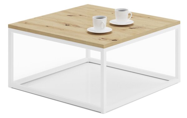 Konferenčný stolík BELTEN, 65x33x65, biela/dub artisan