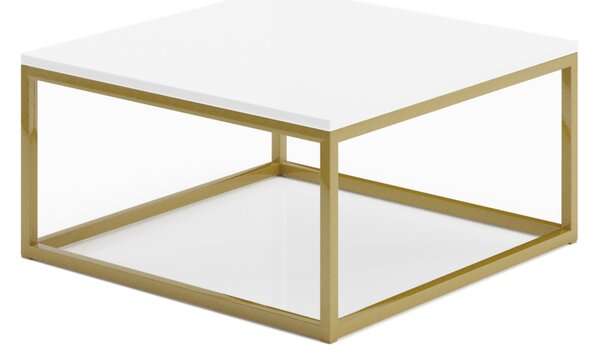 Konferenčný stolík BELTEN, 65x33x65, zlatá/biela