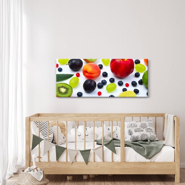 Obraz ovocia s kvapkami vody (120x50 cm)