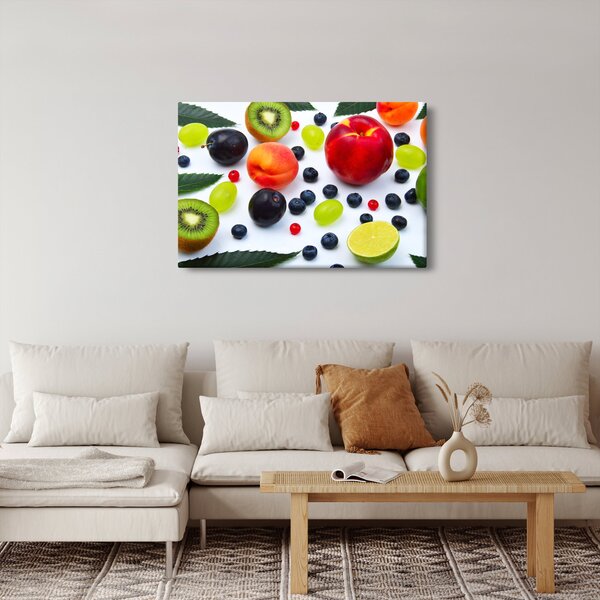 Obraz ovocia s kvapkami vody (90x60 cm)