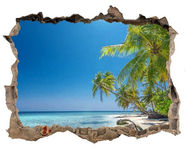 Díra 3D ve zdi na stěnu Maledivy pláž nd-k-126748913