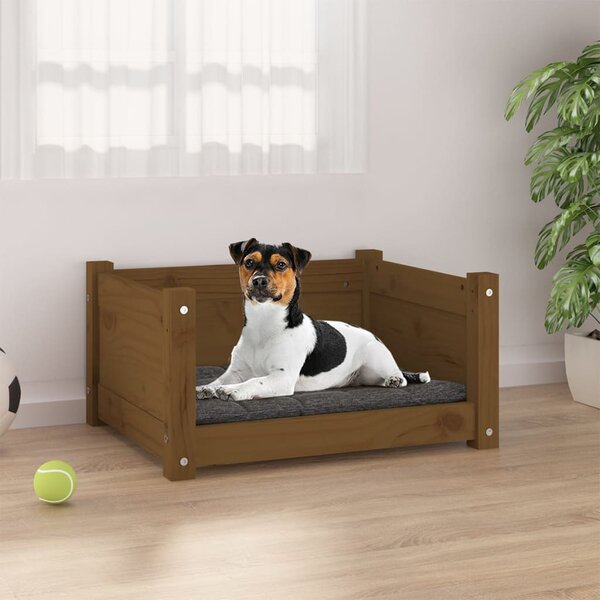 Psia posteľ medovo-hnedá 55,5x45,5x28 cm borovicový masív