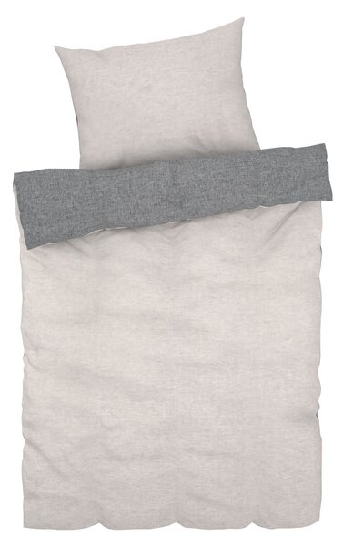 LIVARNO home Zimná obojstranná posteľná bielizeň Chambray, 140 x 200 cm, 70 x 90 cm (pruhy/sivá) (100356201)