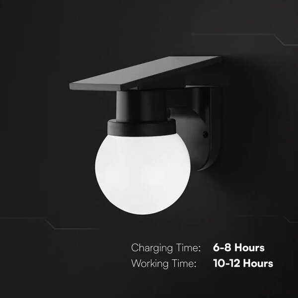 LED solárne nástenné svietidlo LED/3,7V 3000/4000/6400K IP54 1800 mAh čierne + diaľkové ovládanie