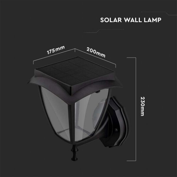 LED solárne nástenné svietidlo LED/2W/3,7V 3000/6000K IP65 2200 mAh čierna