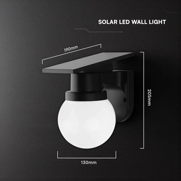 LED solárne nástenné svietidlo LED/3,7V 3000/4000/6400K IP54 1800 mAh čierne + diaľkové ovládanie
