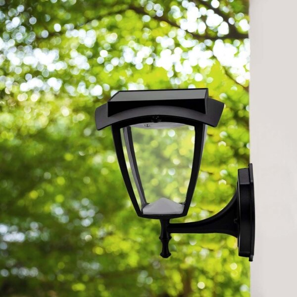 LED solárne nástenné svietidlo LED/2W/3,7V 3000/6000K IP65 2200 mAh čierna