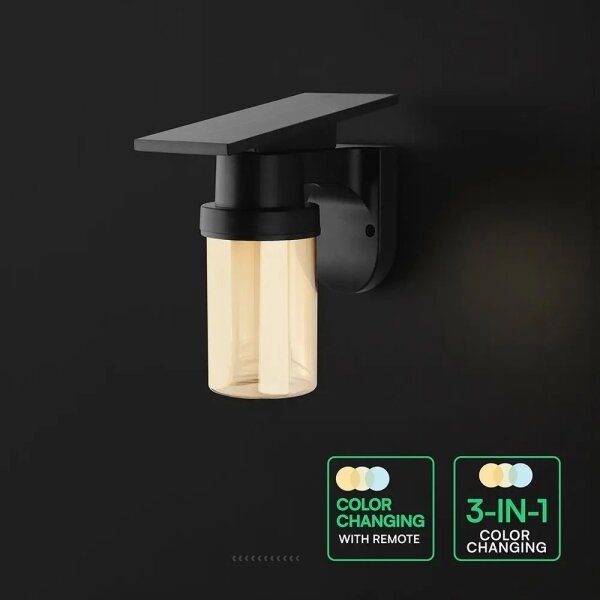 LED Sol nástenné svietidlo LED/3,7V 2700/3200/5000K IP54 1800 mAh čierna/dymová béžová +DO