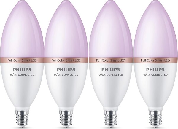 SADA 4x stmievateľných RGB LED žiaroviek Philips SMART C37 E14/5W/230V 2200-6500K