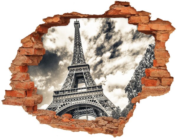 Diera 3D v stene na stenu Eiffelova veža v paríži