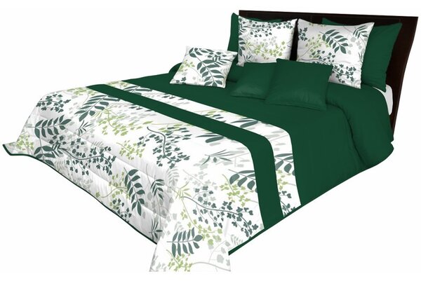 Prešívaný vzorovaný prehoz na posteľ Zelená
