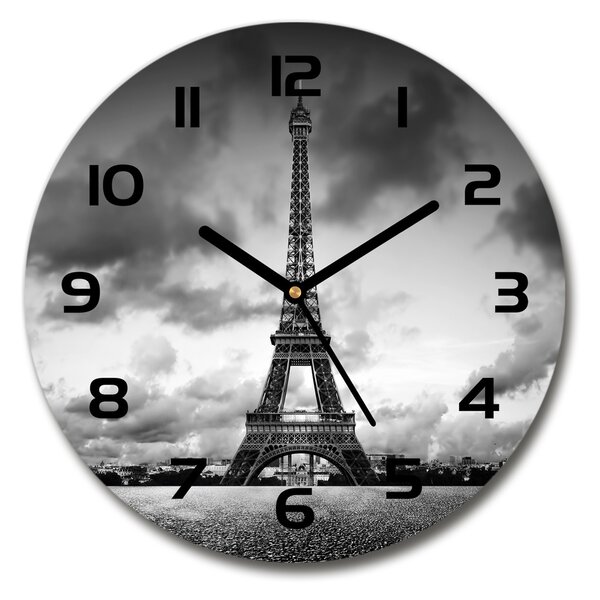 Sklenené hodiny okrúhle Eiffelova veža Paríž