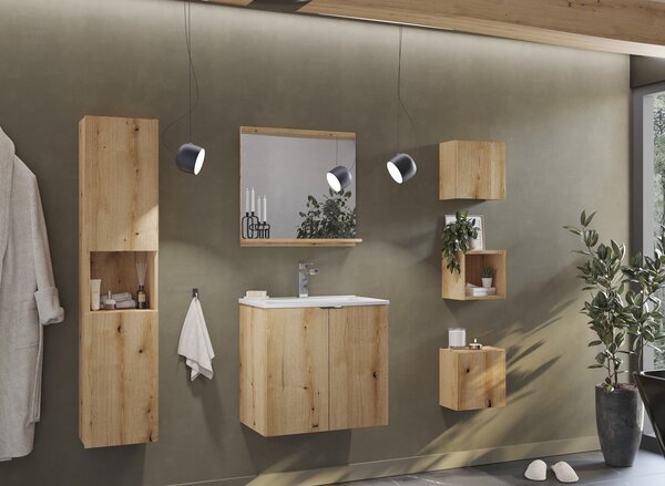 Závesná skrinka do kúpeľne NOVA Oak 83-30-1DQ | kocka