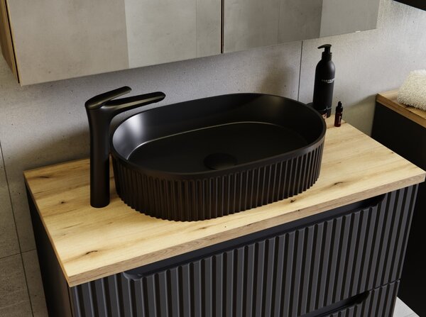Skrinka pod umývadlo NOVA Black 82-60-2D | 60 cm s dvierkami