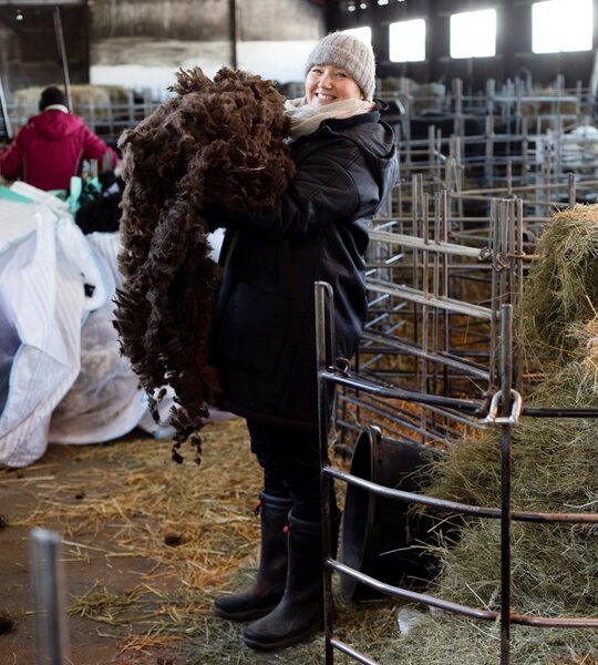 Vlnená deka Arvo 130x180, prírodne farbená oranžová / Finnsheep