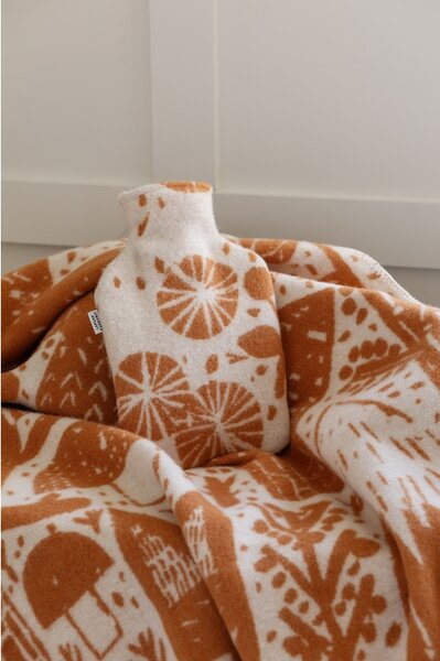 Vlnená deka Metsikkö 130x180, oranžovo-biela
