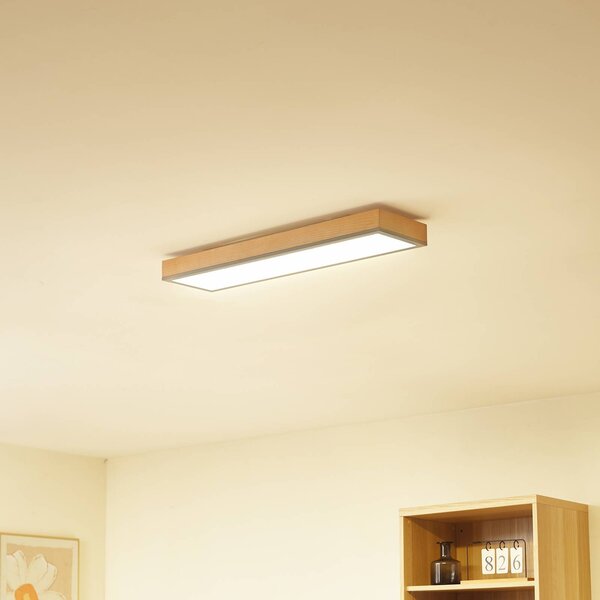 Lindby Stropné svietidlo Laviona LED, dlhé, 80 cm, Svetlé drevo, Obývacia izba / jedáleň, Drevo, Moderný, Stropné svetlo