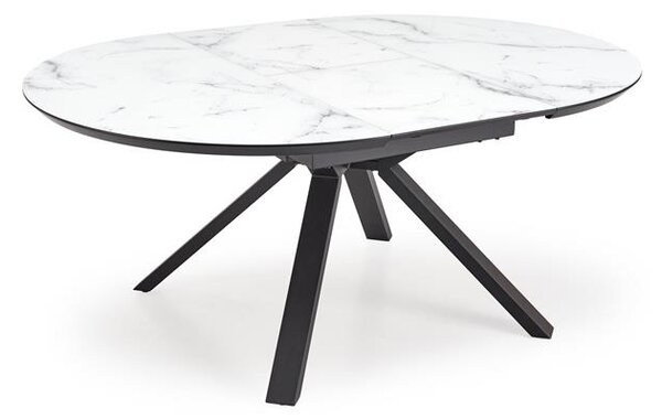 Halmar Rozkladací stôl VERTIGO 130-180 cm, doska - biely mramor, nohy - čierne