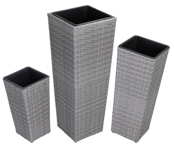 Ratanový kvetináč BEN02 set-3 kusy siva výška 40cm 60cm 80cm
