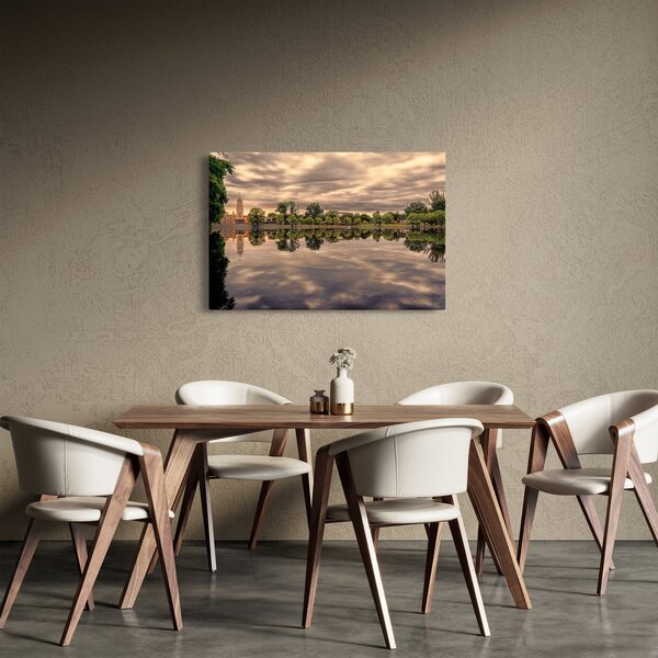 Obraz jazera a stromov (90x60 cm)