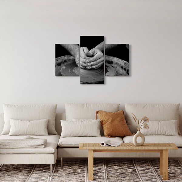Čiernobiely obraz - výroba keramiky (90x60 cm)