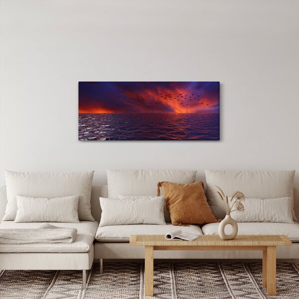 Obraz mora s vtákmi (120x50 cm)