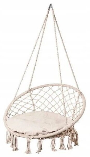 Závesné kreslo so strapcami béžove 10368
