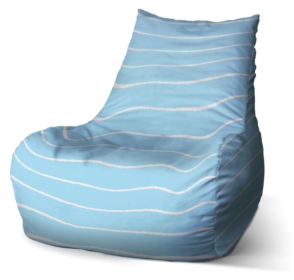 Sablio Sedací vak Bean Biele linky na modrej - 60 x 70 x 70 cm