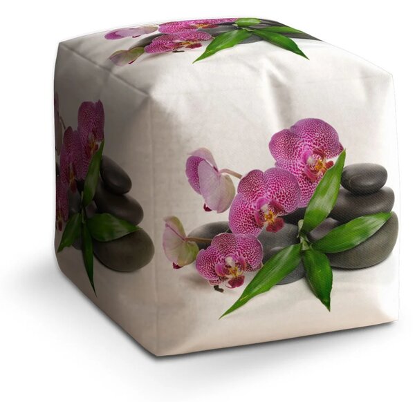 Sablio Taburet Orchidey a kamene - 40x40x40 cm