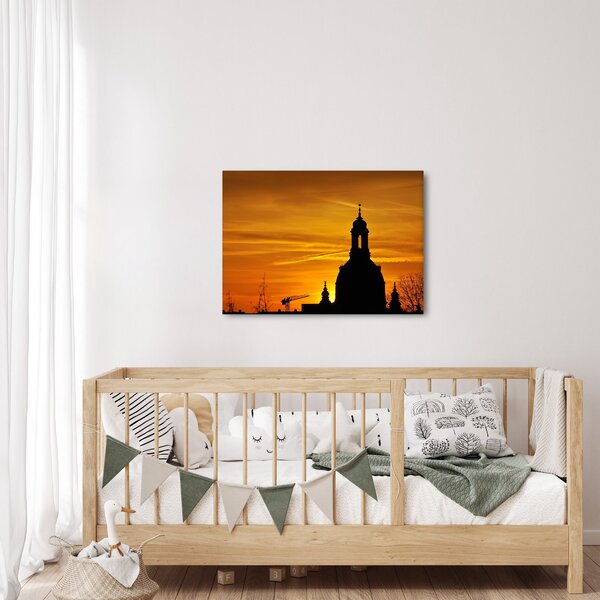 Obraz kostola pri západe slnka (70x50 cm)