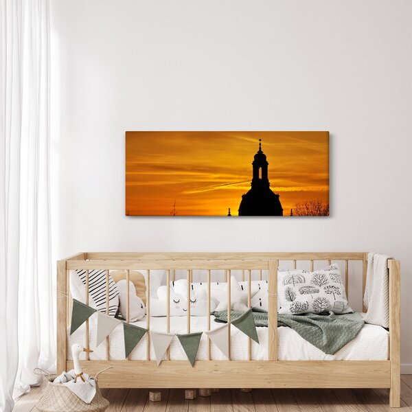 Obraz kostola pri západe slnka (120x50 cm)