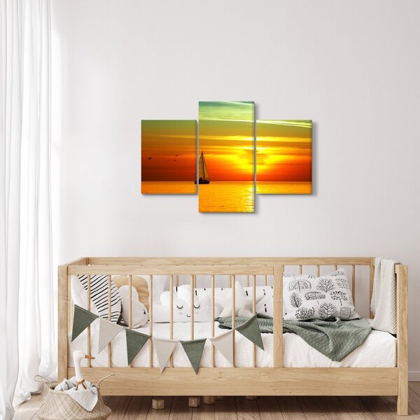 Obraz západu slnka s jachtou (90x60 cm)