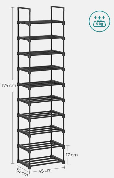 REGÁL NA TOPÁNKY, čierna, 45/174/30 cm Boxxx - Online Only drobný nábytok, Online Only