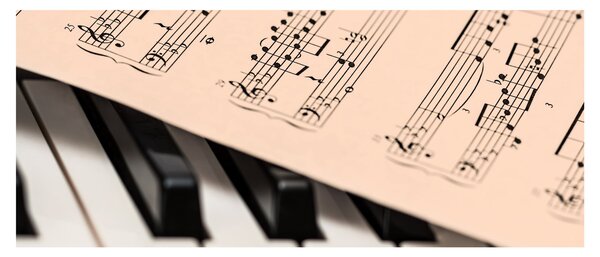 Obraz klavíra s notami (120x50 cm)