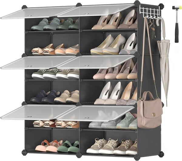 REGÁL NA TOPÁNKY, čierna, biela, 82/92/32 cm - Online Only drobný nábytok, Online Only