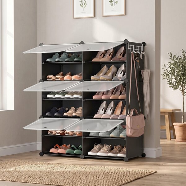 REGÁL NA TOPÁNKY, čierna, biela, 82/92/32 cm - Online Only drobný nábytok, Online Only