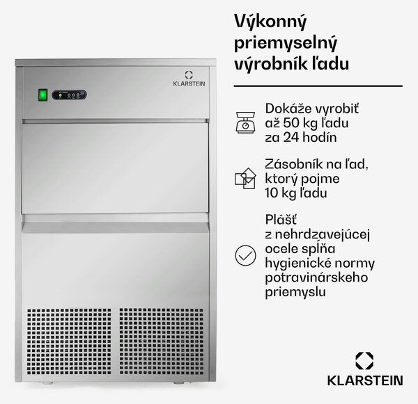 Klarstein Powericer XXXL, výrobník ľadu, priemyselné zariadenie na výrobu kociek ľadu, 260 W